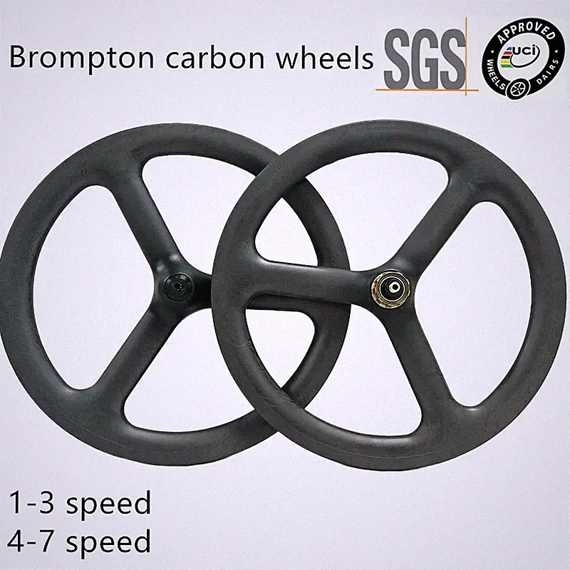 16inch 349 3 Spokes Bicycle Wheel V Brake Brompton Bike Carbon Wheelset 74/112mm