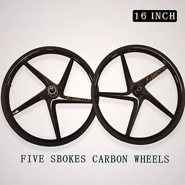 16inch 349 3 Spokes Carbon Brompton Bicycle Wheelset V Brake 3 7 Speed Wheels