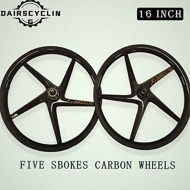 16inch 349 3 Spokes Carbon Wheelset for Brompton Bicycle V Brake 3 7 Speed Hub