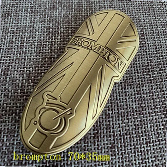 1X BROMPTON Copper Bicycle Bike Alloy Head Badge Decals Stickers Free Shipping