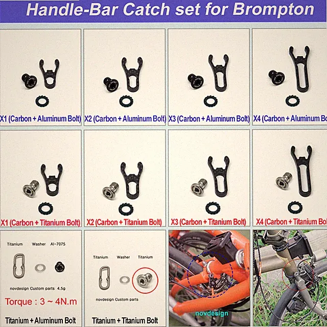 nov Handle-Bar Catch set for Brompton / H-Bar Catch / Titanium Carbom /novdesign