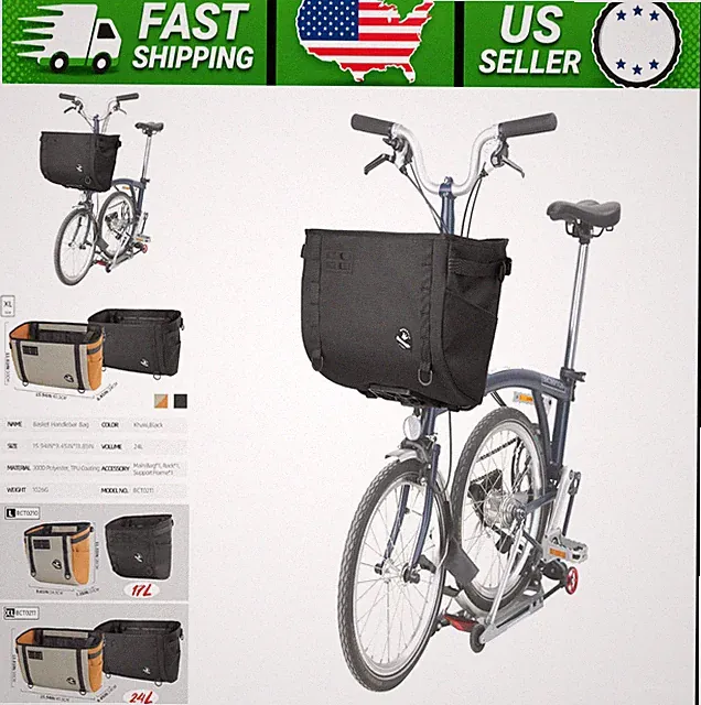 Rhinowalk Folding Bike Front Basket Bag for Brompton Dahon 17L/24L