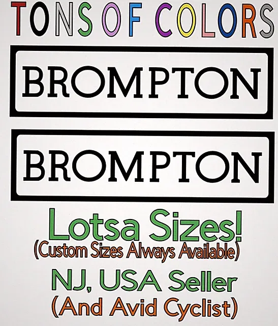 TWO BROMPTON Bikes Die Cut Vinyl Frame Decals Set Bicycle Stickers Folding Bike