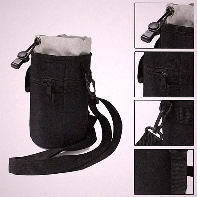 Water Bottle Bag for Bike Handlebars with Zippered Side Pocket For Brompton